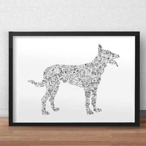 Malinois dog print drawing