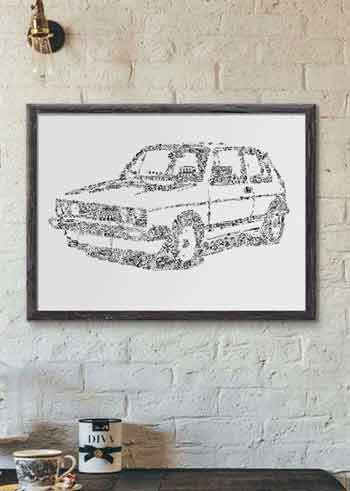 golf mark one gti version doodle print by drawinside