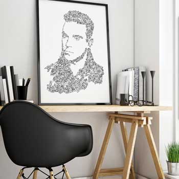 Robbie Williams hand drawing with ink and doodles