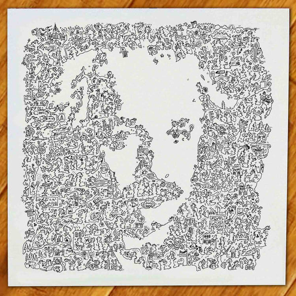 Albert Einstein biography ink drawing doodles