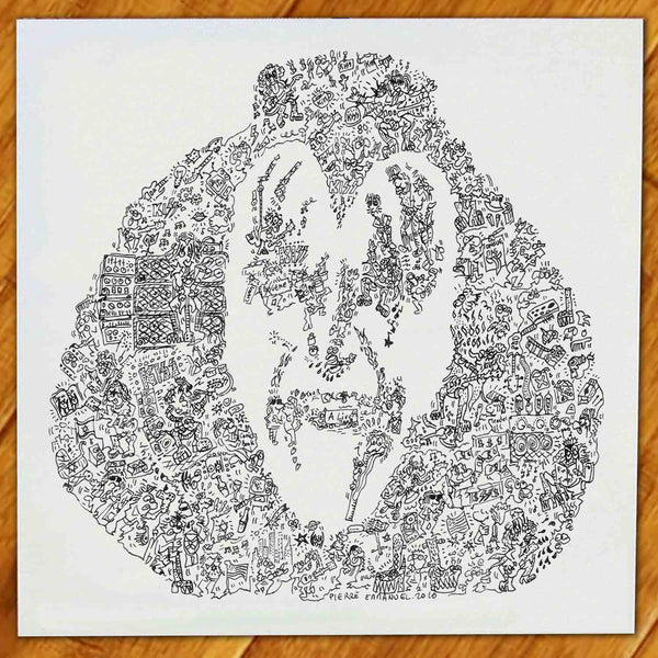 Gene Simmons biography drawing print