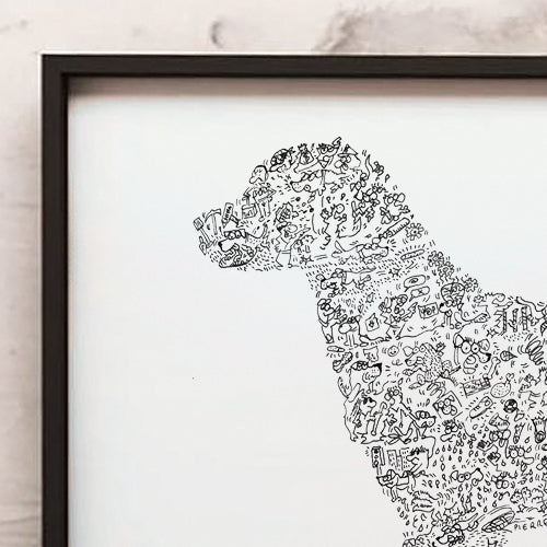 Labrador retriever doodle art ink hand drawing by drawinside
