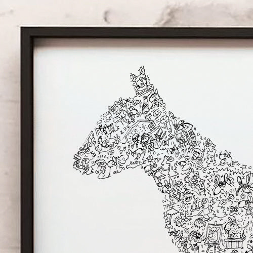 English Bull Terrier doodle art drawing by drawinside