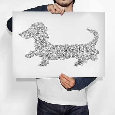 Dachshund dackel dog breed doodle art print