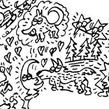 siberian husky comics drawing moon love detail