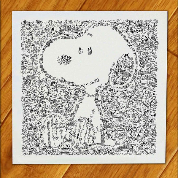 Snoopy portrait made of snoopy details inside