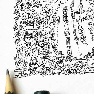 Snoopy and peanuts friends drawing detail