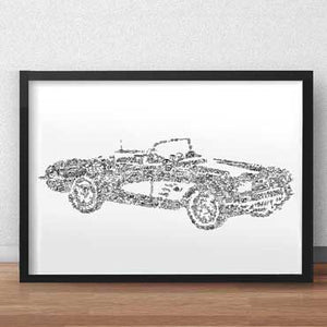 Corvette C1 black and white print with details