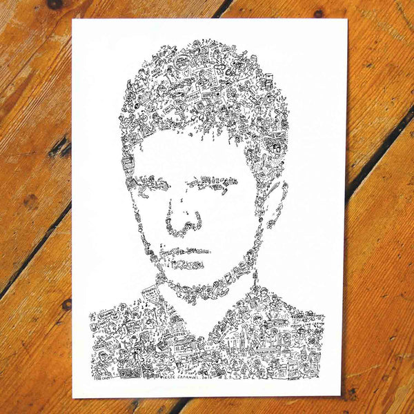 Noel Gallagher biography portrait drawinside