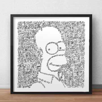 Homer Simpson hand drawing print
