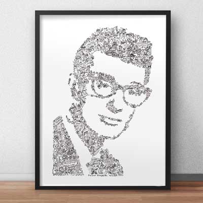 buddy holly art print hard to find gift fan