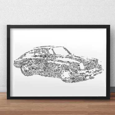Porsche 901 art print drawing