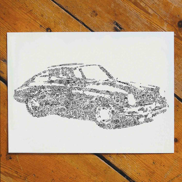 Porsche 911 first model print inspired by car history