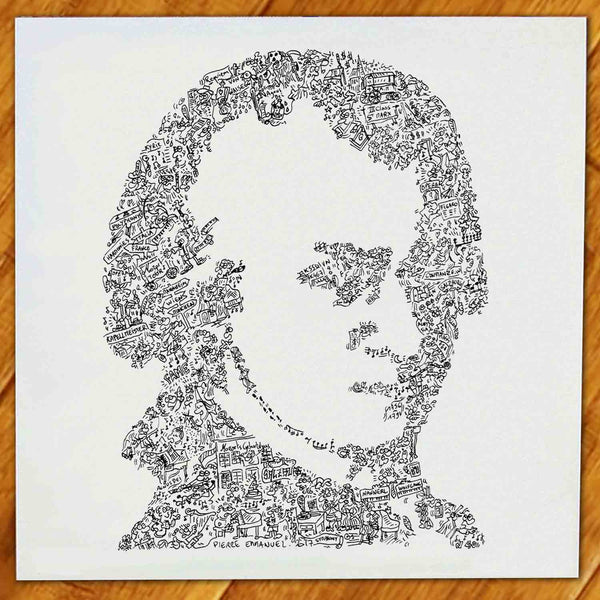 classical music print of Mozart with doodles by drawinside