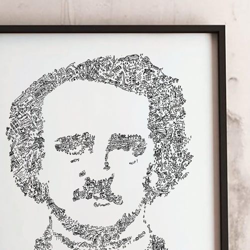 Poe literature poster made of doodles by drawinside