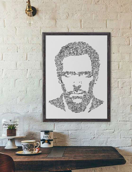 Dr House black and white print by drawinside