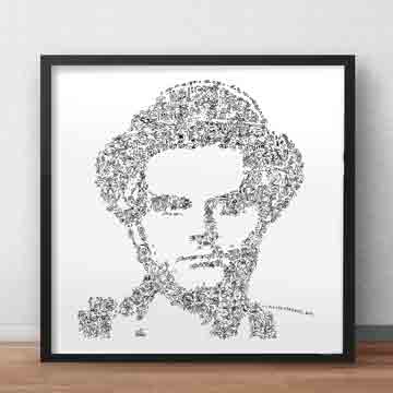 terence hill art print with doodles and fun facts
