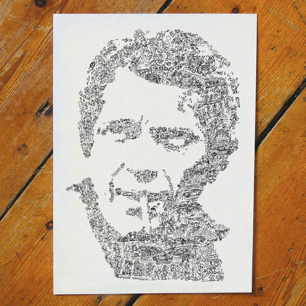 Steve McQueen actor biography drawing print