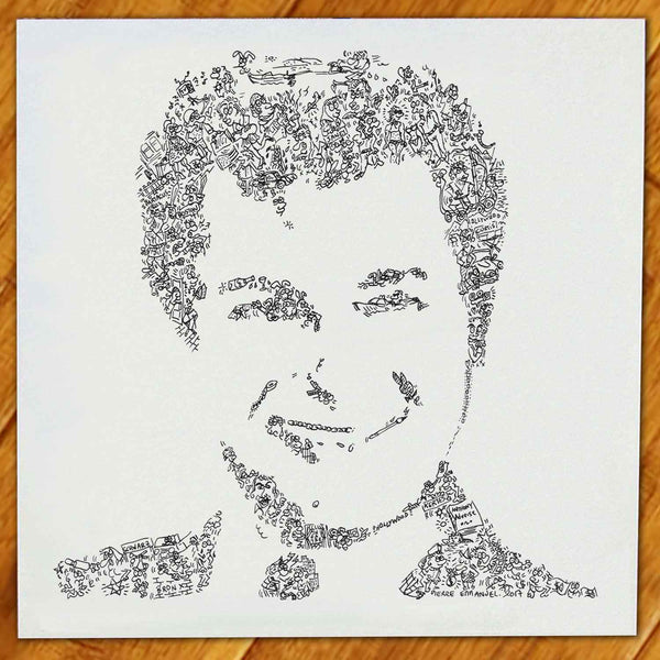 tony curtis doodle art drawing with biography details