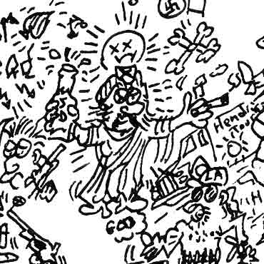 lemmy is god ink drawing cartoon