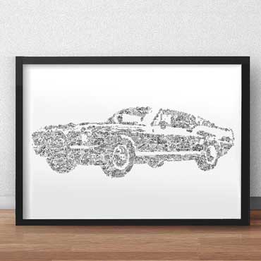 Ford Mustang Fastback art print drawing