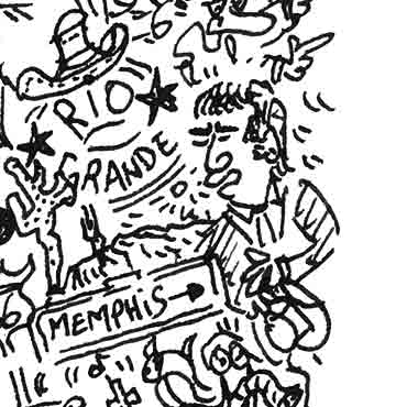 dessin caricature Eddy Mitchell memphis rio grande