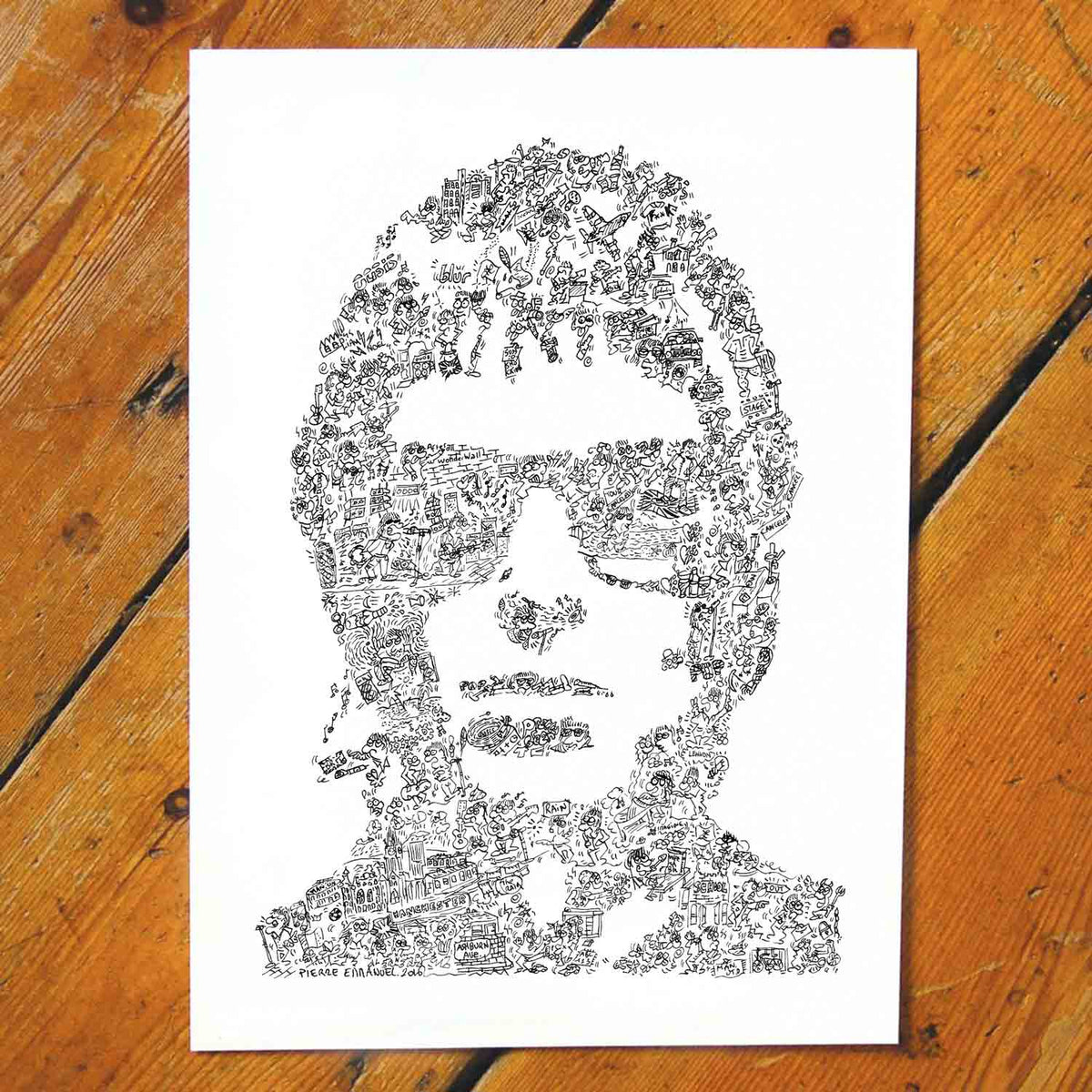 Liam Gallagher ink drawing print of the Oasis frontman – drawinside