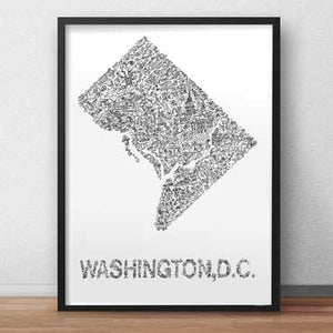 Washington DC doodled fun print art
