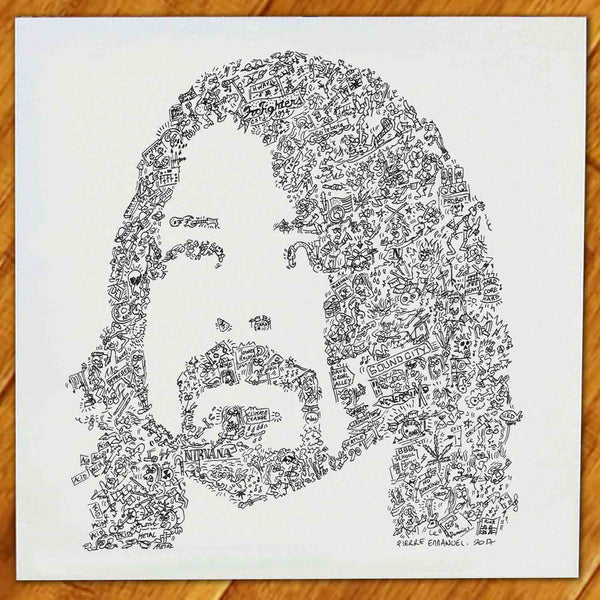 Dave Grohl doodle drawing hand made by drawinside