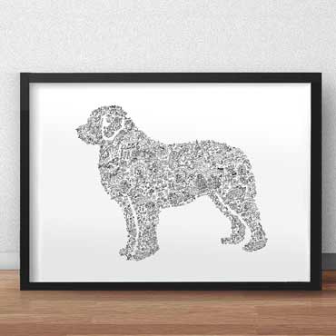Leonberger dog drawing print