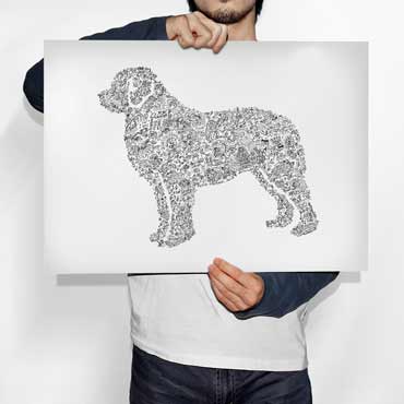 Leonberger doodle art dog gift idea