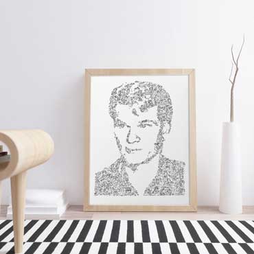Patrick Swayze black and white ink drawing