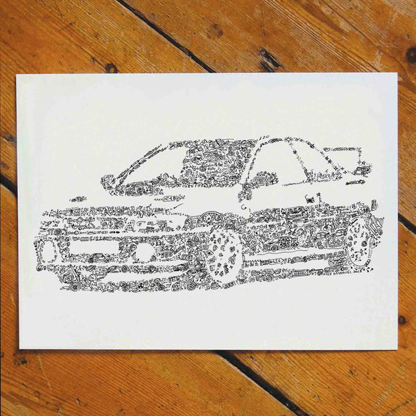 Subaru Impreza sti drawing ink poster