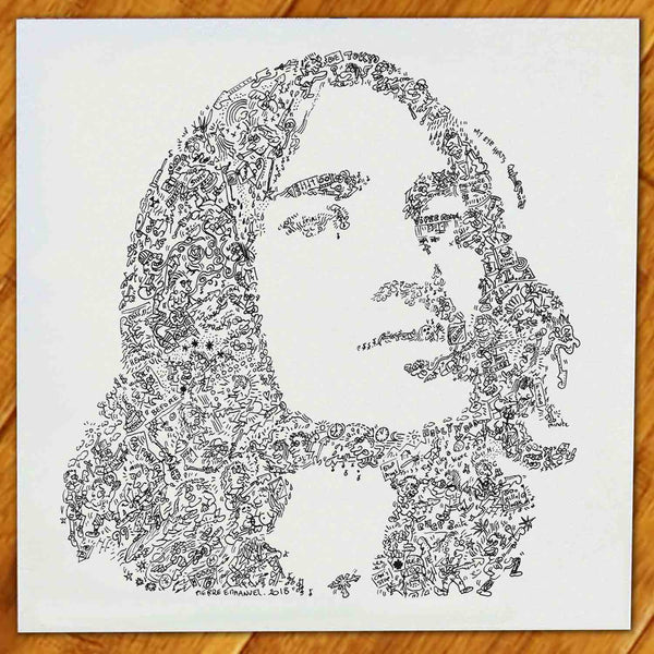 John Frusciante doodle ink drawing by drawinside