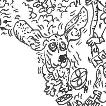 Basset Hound and his huge ears drawing comics fun