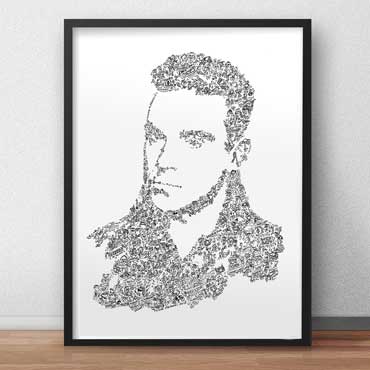 Robbie Williams black and white print