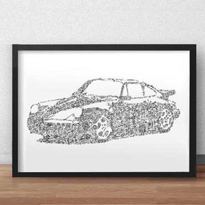 Porsche 964 art print drawing