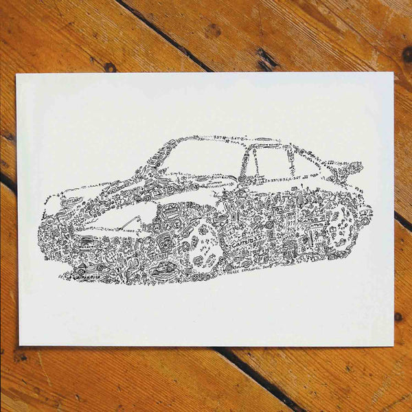 history of the Porsche 964 911 doodle drawing
