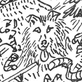 Rough Collie scotland dog breed drawing inside print