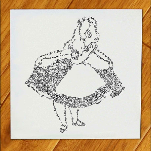 Alice in Wonderland print details doodles