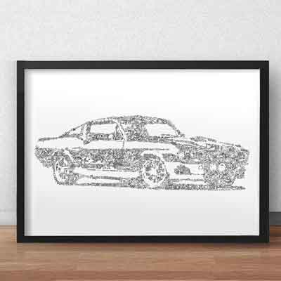 Mustang Shelby GT500 art print gift for petrolhead
