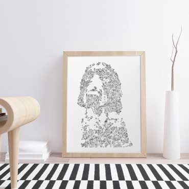 Cocker Spaniel portrait with ink hand drawing