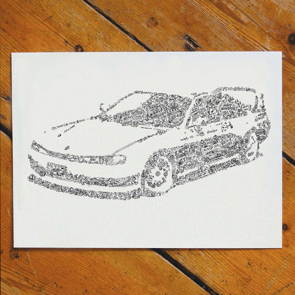 nissan 240sx poster of the drift car art gift drawing
