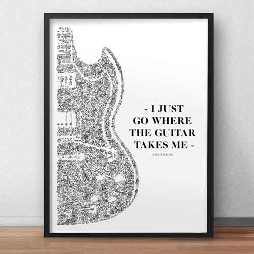 angus young gibson sg print quote