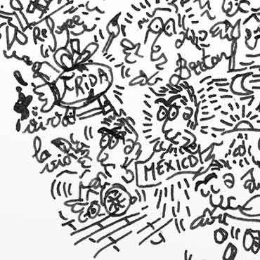 frida kahlo viva la vida drawing detail