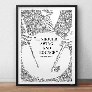 charlie watts art print quote it should swing and bounce