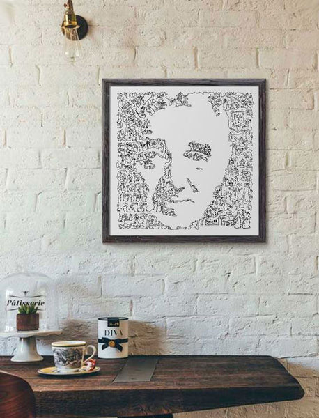 Charles Aznavour ink drawing