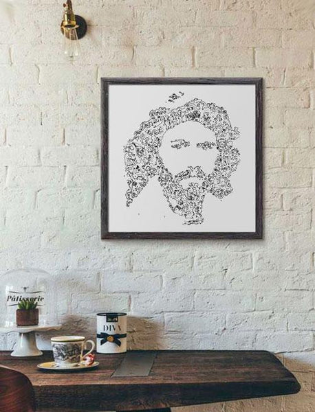 Barry Gibb intricate drawing art with doodle - The Bee Gees poster