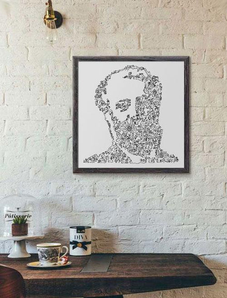Jules Verne doodle art classic french writer portrait