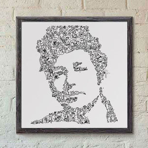 Bob Dylan poster ink hand drawing with doodles
